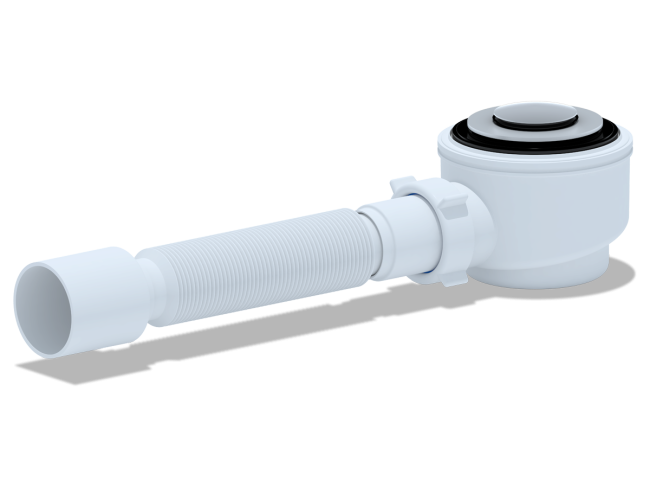 E415CL Сифон АНИ для душевого поддона 1 1/2"*50 с гибкой трубой 375*40/50 хром, клик-клак