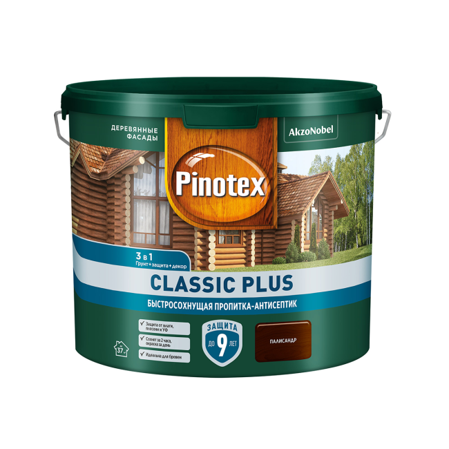 PINOTEX CLASSIC PLUS пропитка-антисептик быстросохнущая 3 в 1, палисандр (2,5л)