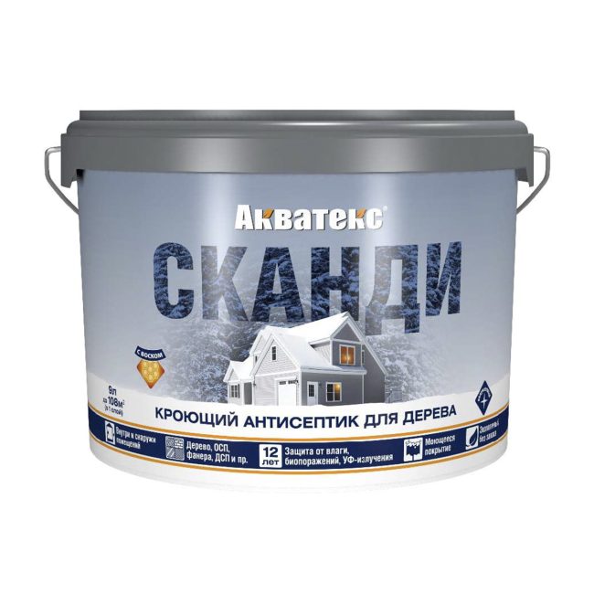 Антисептик для дерева Акватекс Сканди 65118, кроющий, полуматовый, 9 л, альпийское утро 202917