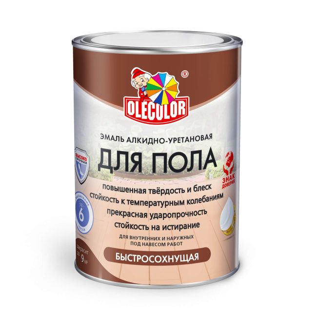 Эмаль для пола алкидно-уретановая быстросохнущая (6ч) Желто-коричневый 2,7 кг OLECOLOR