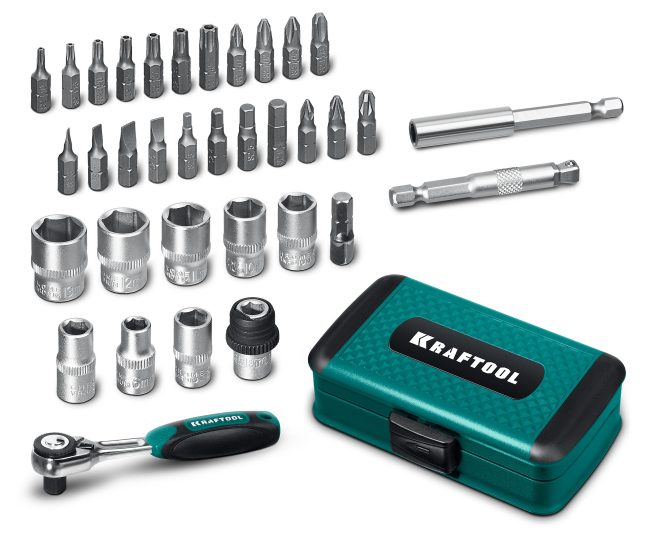 KRAFTOOL X-Drive 35, 35 предм., универсальный набор инструмента 1/4″