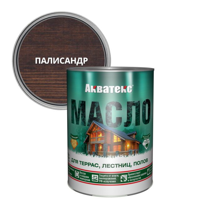 Масло для террас, лестниц, полов Акватекс, матовое, палисандр, 0,75 л