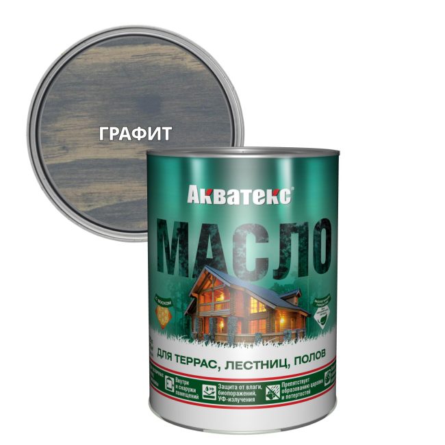 Масло для террас, лестниц, полов Акватекс, матовое, графит, 0,75 л