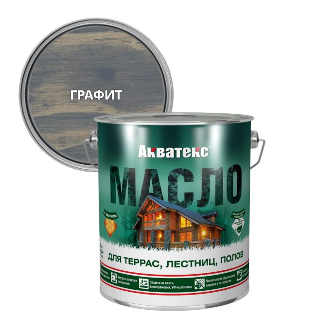 Масло для террас, лестниц, полов Акватекс, матовое, графит, 2,5 л