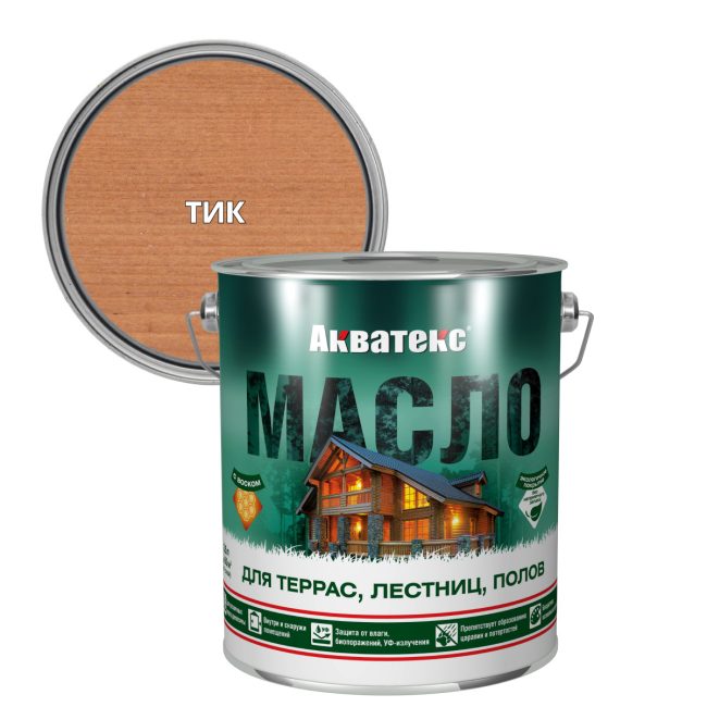Масло для террас, лестниц, полов Акватекс, матовое, тик, 2,5 л