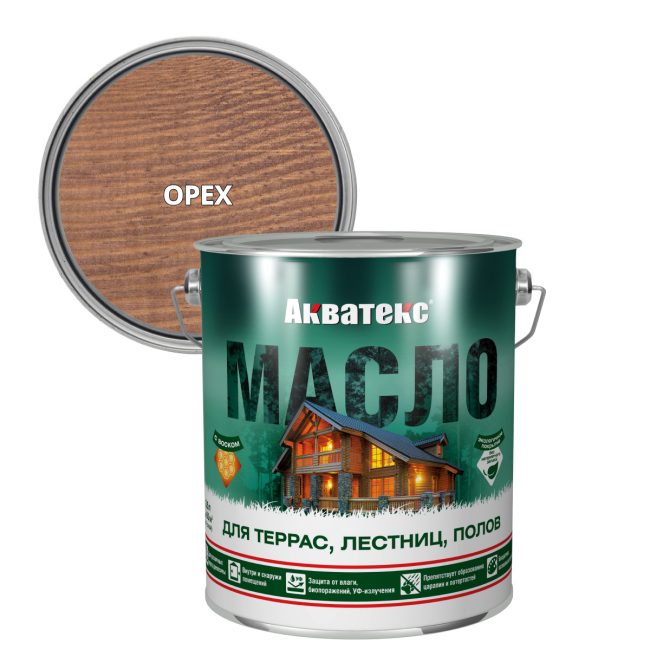 Масло для террас, лестниц, полов Акватекс, матовое, орех, 2,5 л